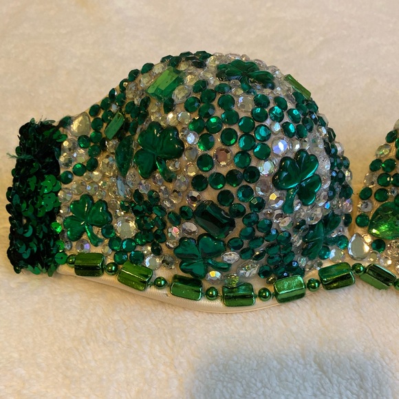 Customized Green Lucky Bling Bra - Picture 2 of 5